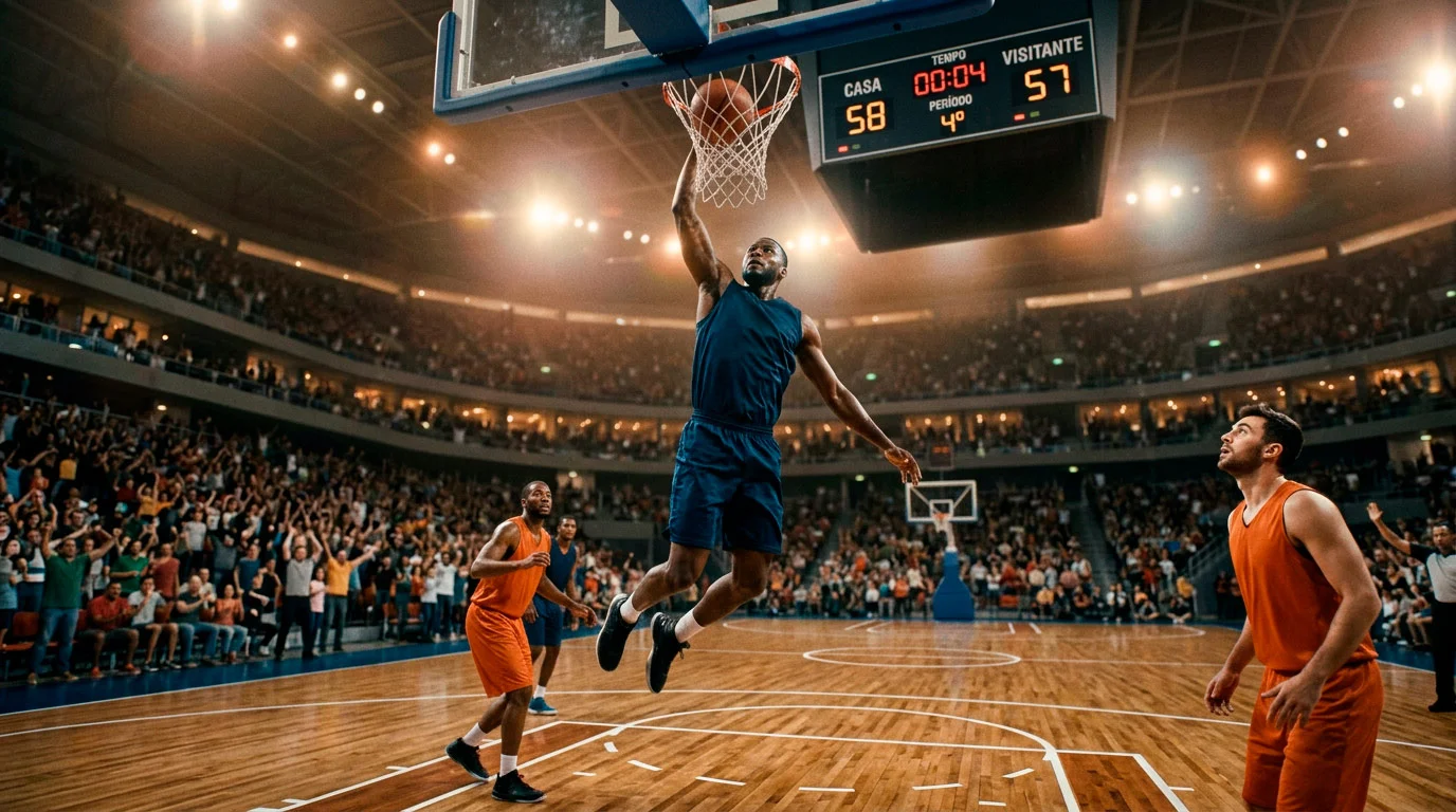 Jogo de basquetebol NBA em direto com marcador e ecra de apostas ao vivo ao lado